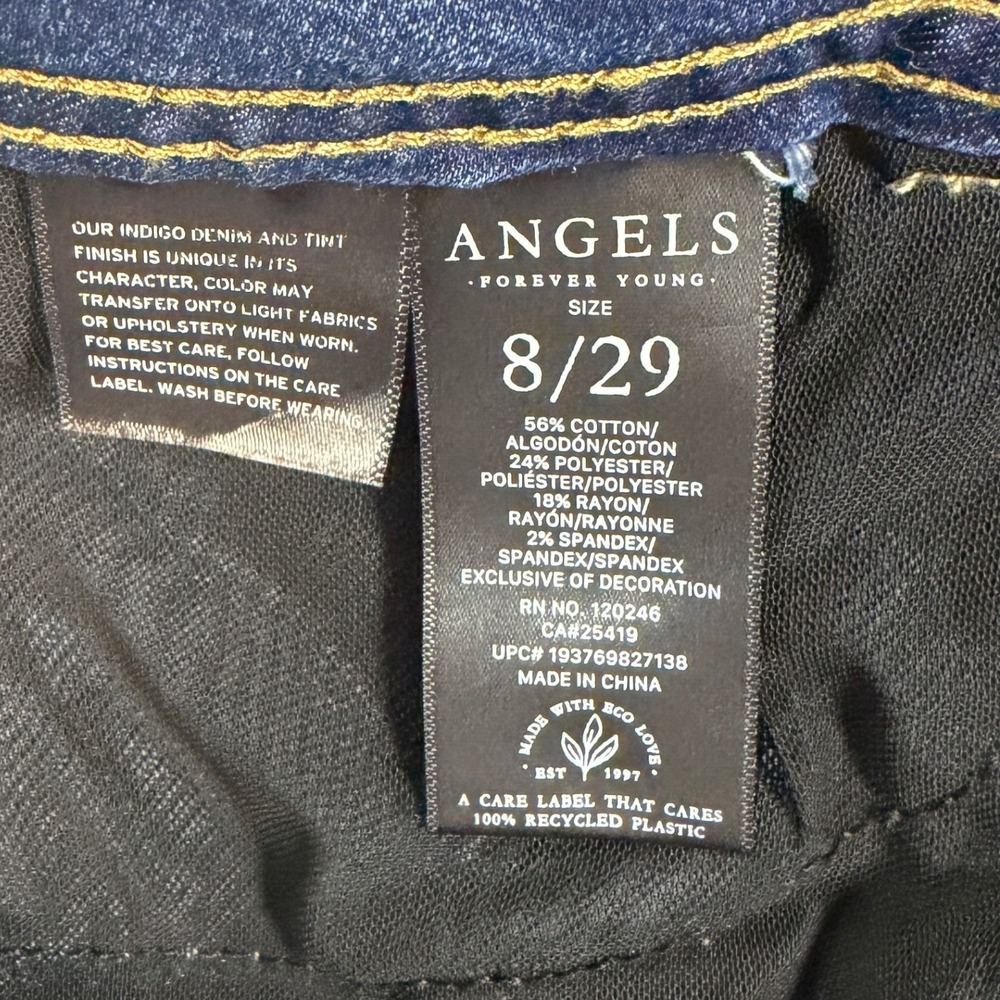 Angels Forever Young Everflex Curvy Bootcut Jeans Medium Wash Sequin Pockets 8 - Picture 11 of 12
